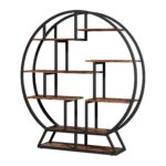 Okrągły regał na książki 159 cm, 14 półek, metal i drewno, rustykalny - zdjęcie główne