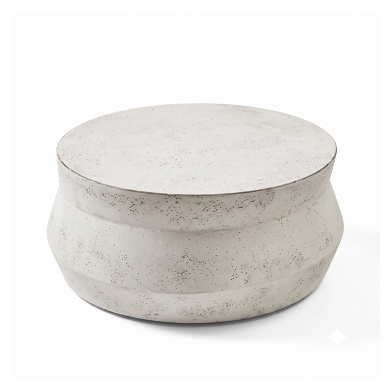 Okrągły stolik kawowy o fakturze cementu, włókno szklane lub szkło - wariant średni Ø 56 x 27 cm