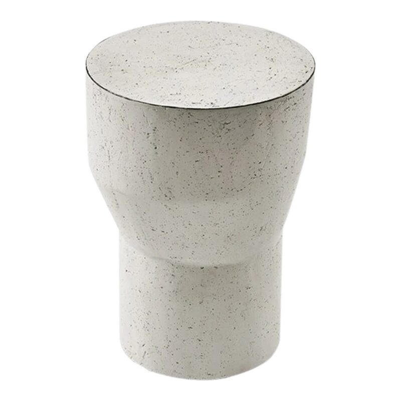 Okrągły stolik kawowy o fakturze cementu, włókno szklane lub szkło - wysoki stolik Ø 31 x 45 cm na białym tle