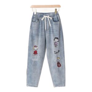 Jeansy damskie mom fit z wysokim stanem, plus size, z elastycznego denimu