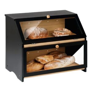 Chlebak na pieczywo bambusowy, dwupoziomowy - Black A39 25 32cm