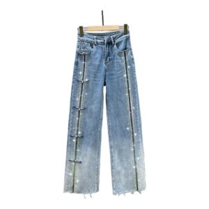Jeans Damskie Spodnie - Szerokie - Z Dzetami