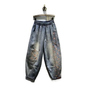 Damskie - Styl Vintage - Hafty- Luźne Jeansy