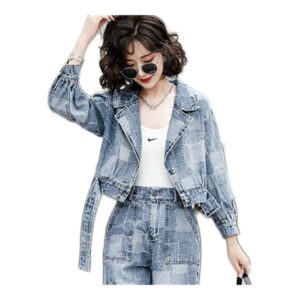 Damski Garnitur Jeansowy Styl Retro