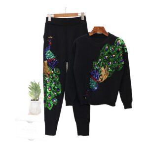 Zestaw Damski - Cekiny Sweter + spodnie