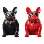 Figurka Buldog Francuski W Okularach Z Żywicy