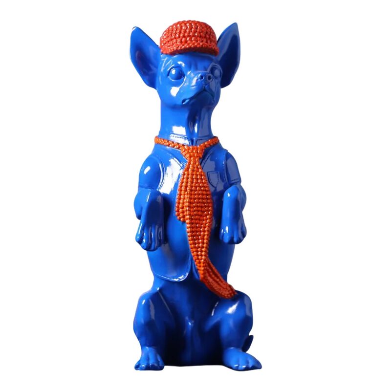 Figurka psa chihuahua ze słuchawkami z żywicy, ozdoba na półkę