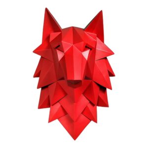 Rzeźba 3D wilka - Nowoczesna dekoracja ścienno-wieszana w stylu nordyckim
