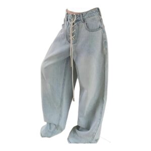 Damskie wiązane  Luźne Jeansy Oversize