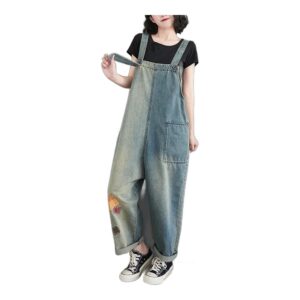 Vintage ogrodniczki damskie Gradience Patchwork z haftem