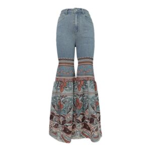 Spodnie Jeansowe Damskie  –  Vintage z Kwiatowym Wzorem