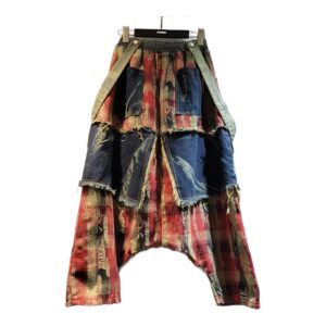 Spodnie Damskie Retro – Dżinsowe w Kratę - Styl Vintage & Komfort