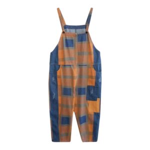 Damskie Luźne Spodnie Haremowe w Kratę – Styl Vintage | Denimowe Ogrodniczki