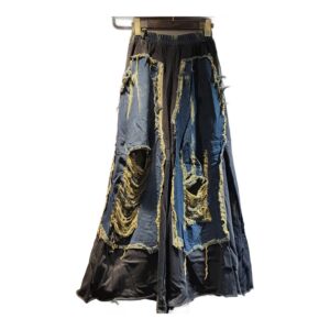 Damskie Jeansy z Naszywkami i Dziurami – Szerokie Nogawki, Modny Look