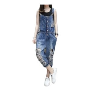 Dżinsowe Ogrodniczki Damskie Luźne z Dziurami – Stylowy Casual