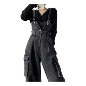 Denimowe ogrodniczki damskie Vintage Streetwear – luźny krój