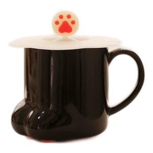 Kubek ceramiczny z pokrywką Kocia Łapka 300 ml