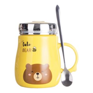 Kubek Ceramiczny Z Pokrywką i Łyżeczką - Idealny Do Szkoły - Biura - 500 ML