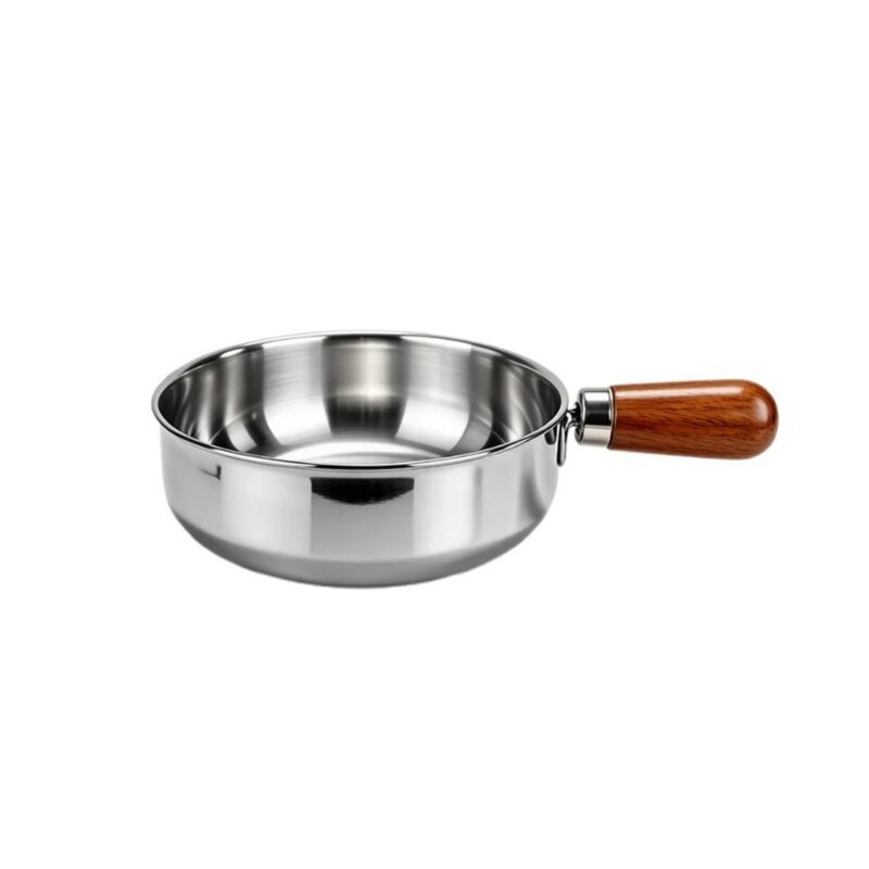 Rondelek ze stali nierdzewnej z drewnianą rączką 14 lub 17 cm, indukcja - wariant 17 cm