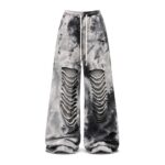 Spodnie damskie szerokie tie-dye z rozcięciami, na gumce ze sznurkiem - zdjęcie główne