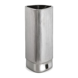 Srebrny wazon ceramiczny w prążki, trójkątny, 34 cm lub 15,8 cm - zdjęcie główne