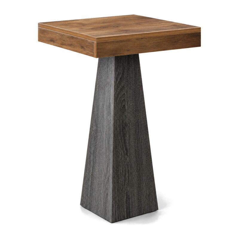 Stolik barowy 60 x 60 x 101 cm, brązowy blat i szara podstawa - zdjęcie główne