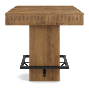 Stolik barowy kwadratowy 80 x 80 cm, wysokość 95 cm, z podnóżkiem - detal podnóżka i kolumny, bez napisów, białe tło