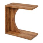 Stolik boczny w kształcie litery C 60 x 30 x 65 cm, orzech, pod sofę - zdjęcie główne