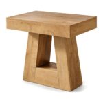 Stolik boczny z trapezową podstawą ok. 60 cm, dekor naturalne drewno - zdjęcie główne