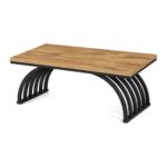 Stolik kawowy 120 cm z łukowymi metalowymi nogami, blat w kolorze drewna - zdjęcie główne