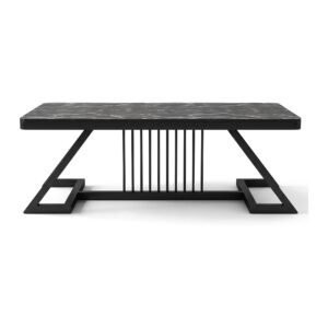 Stolik kawowy szklany ze wzorem marmuru, metalowa rama, wys. 45 cm - wersja z białą ramą na białym tle