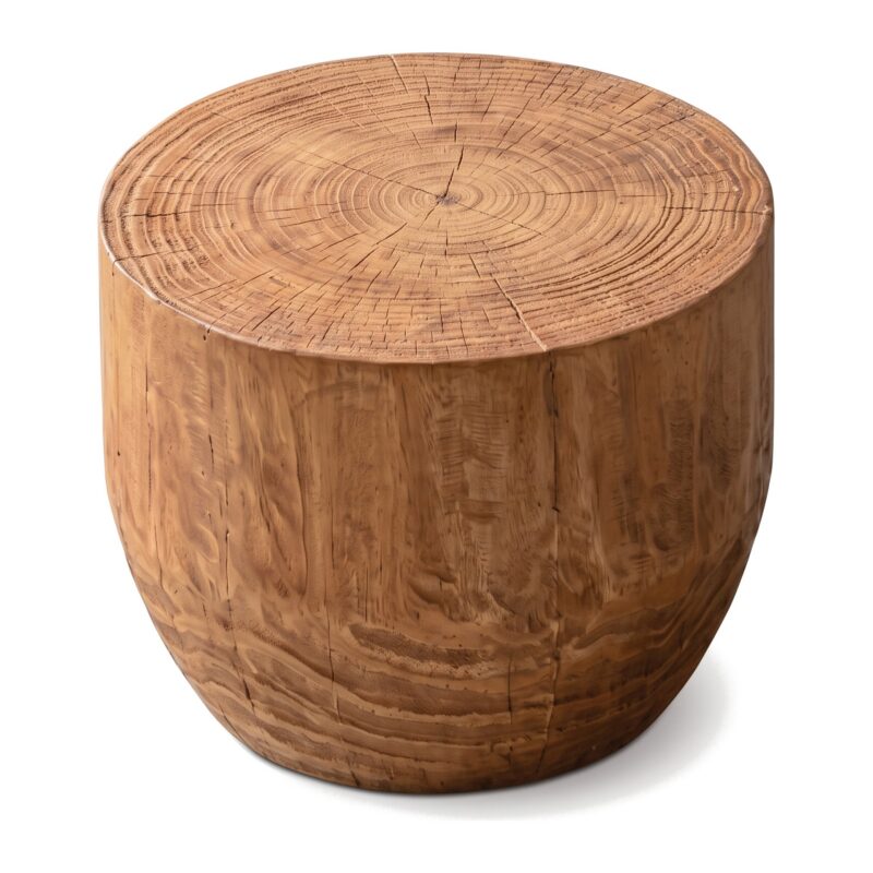 Stolik pomocniczy pień z litej sosny, okrągły, 40-60 cm, wabi-sabi - zdjęcie główne