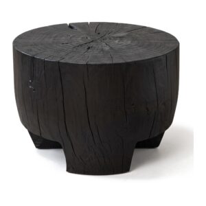 Stolik pomocniczy pień z litej sosny, okrągły, 40-60 cm, wabi-sabi - widok produktu
