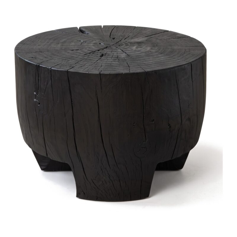 Stolik pomocniczy pień z litej sosny, okrągły, 40-60 cm, wabi-sabi - widok produktu