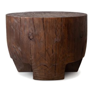 Stolik pomocniczy pień z litej sosny, okrągły, 40-60 cm, wabi-sabi - widok produktu