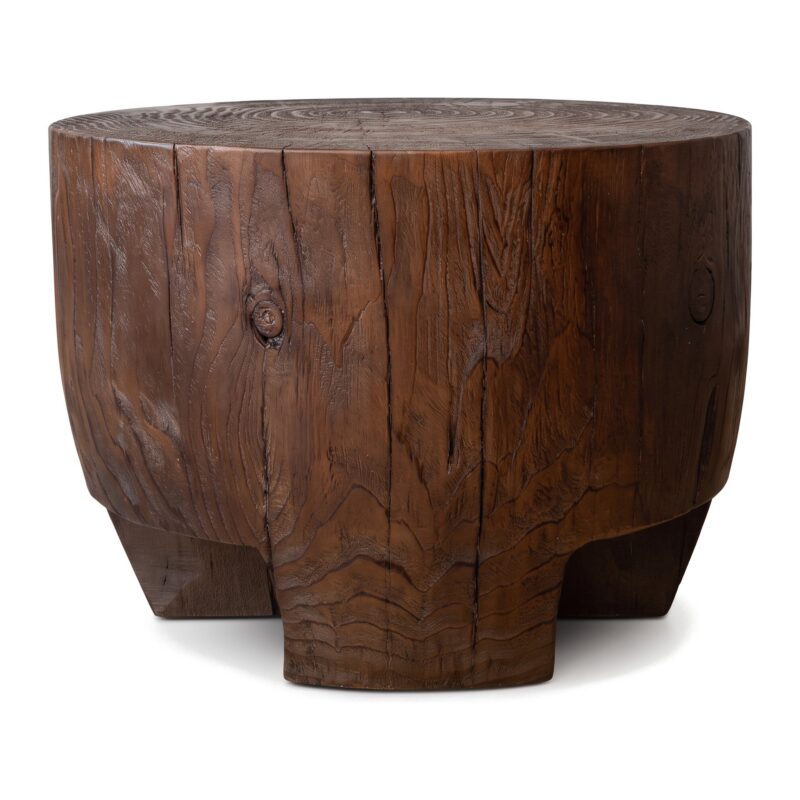 Stolik pomocniczy pień z litej sosny, okrągły, 40-60 cm, wabi-sabi - widok produktu