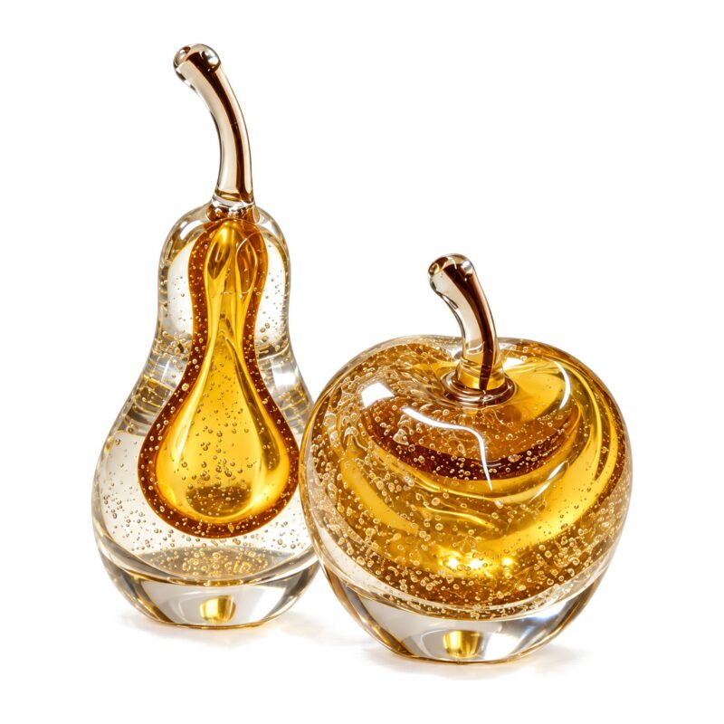 Szklana figurka owocu z pęcherzykami, gruszka 24 cm lub jabłko 14 cm - zdjęcie główne