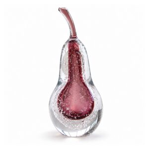 Szklana figurka owocu z pęcherzykami, gruszka 24 cm lub jabłko 14 cm - wariant gruszka, śliwkowy