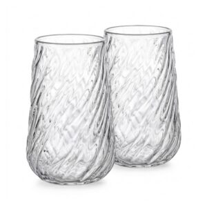 Szklanka do kawy mrożonej 400 ml, skośne żłobienia, 1 lub 2 sztuki - wariant 2 szt.