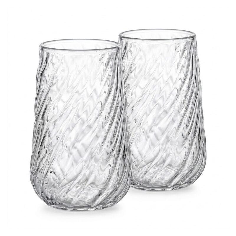 Szklanka do kawy mrożonej 400 ml, skośne żłobienia, 1 lub 2 sztuki - wariant 2 szt.