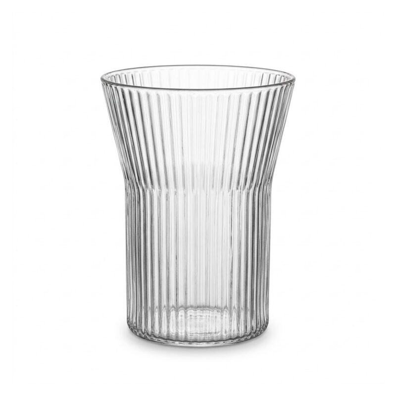 Szklanka ryflowana z opaską z drewna orzecha, 170 lub 300 ml - wariant 300 ml bez opaski