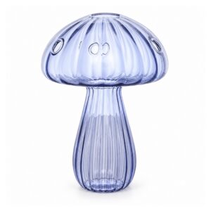 Szklany wazon grzybek do hydroponiki 12 cm, kolorowe szkło, mini - wariant lawendowy