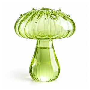 Szklany wazon grzybek do hydroponiki 12 cm, kolorowe szkło, mini - wariant zielony