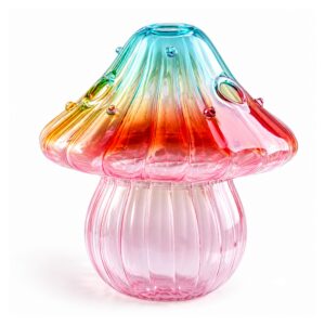 Szklany wazon grzybek do hydroponiki 12 cm, kolorowe szkło, mini - wariant tęczowy