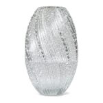 Szklany wazon świecący w ciemności 26 cm, spiralna faktura, owalny - zdjęcie główne