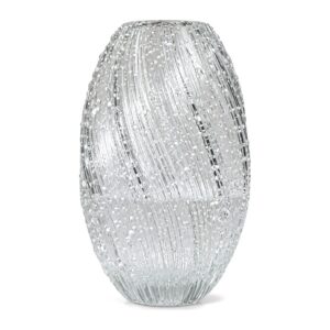 Szklany wazon świecący w ciemności 26 cm, spiralna faktura, owalny - zdjęcie główne