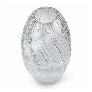 Szklany wazon świecący w ciemności 26 cm, spiralna faktura, owalny - wariant wariant