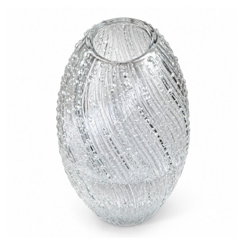 Szklany wazon świecący w ciemności 26 cm, spiralna faktura, owalny - wariant wariant