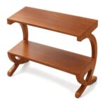 Stolik boczny wąski 30 cm z 2 półkami, drewno, styl mid-century, orzech - zdjęcie główne