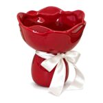 Wazon ceramiczny bukiet z wstążką 15 cm, falisty brzeg, 5 kolorów - zdjęcie główne